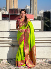 Womens Fashion Ethnic Paithani Green Color Sarees-MLSHWSA1912PSG